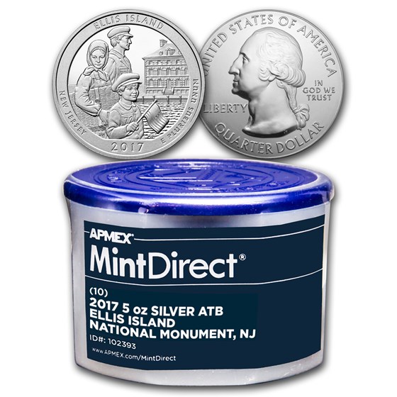 2017 5 oz Silver ATB Ellis Island (10-Coin MintDirect® Tube) 2017 5 oz Silver ATB Ellis Island (10-Coin MintDirect® Tube)
